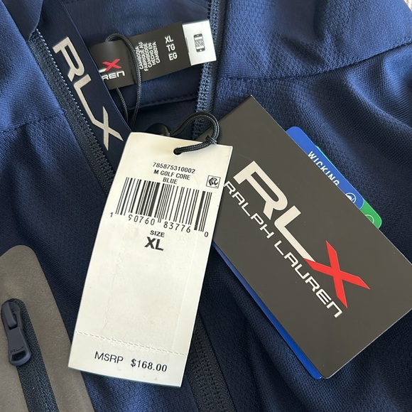 NWT RLX Ralph Lauren Knit Jacquard French Navy Camo Mens Golf Half Zip - Picture 8 of 8